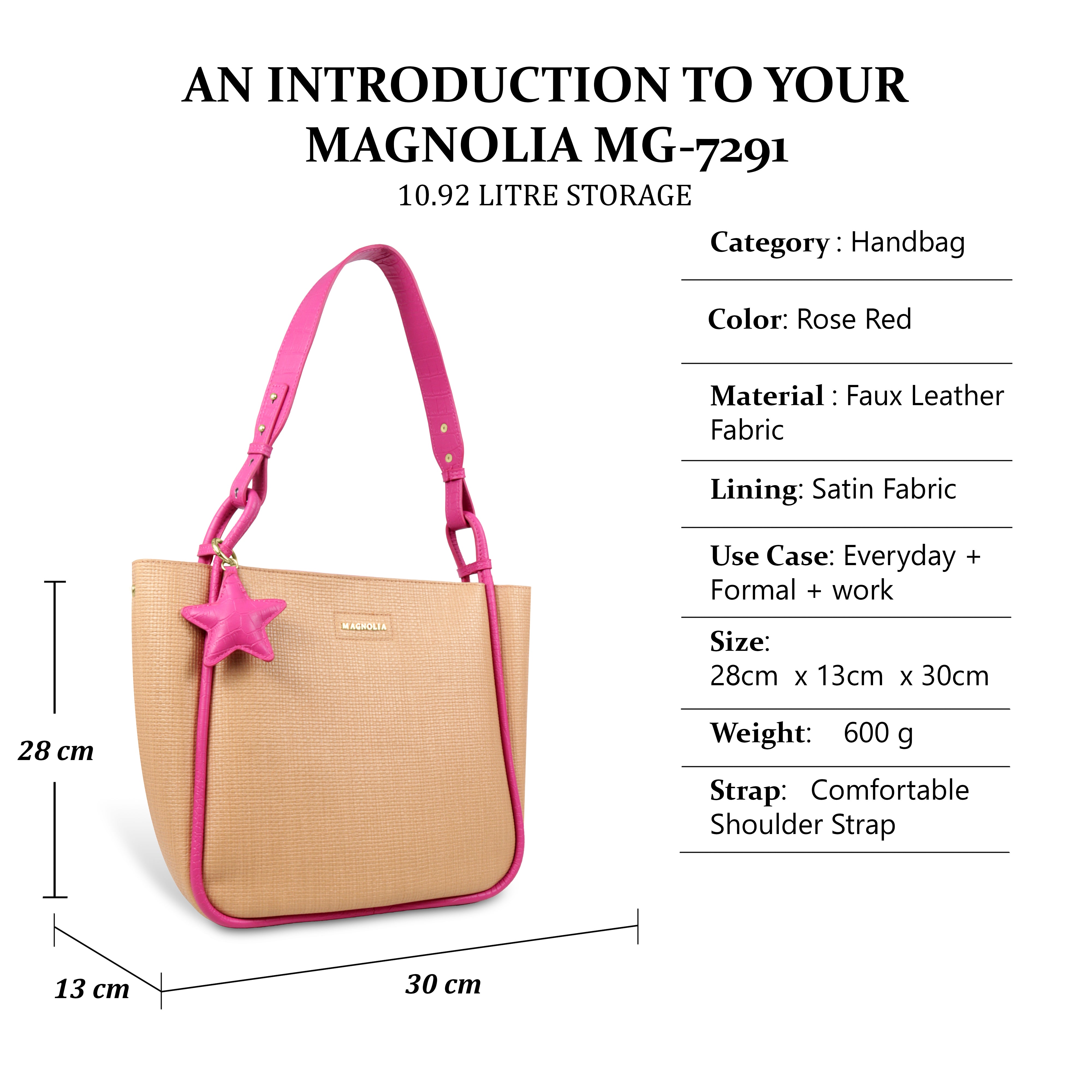 Stylish Leather Tote Bag with Star Charm & Spacious Interior