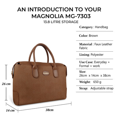 Magnolia Elegant Structured Handbag for Women - Premium Shoulder Tote with Top Handles & Detachable Strap