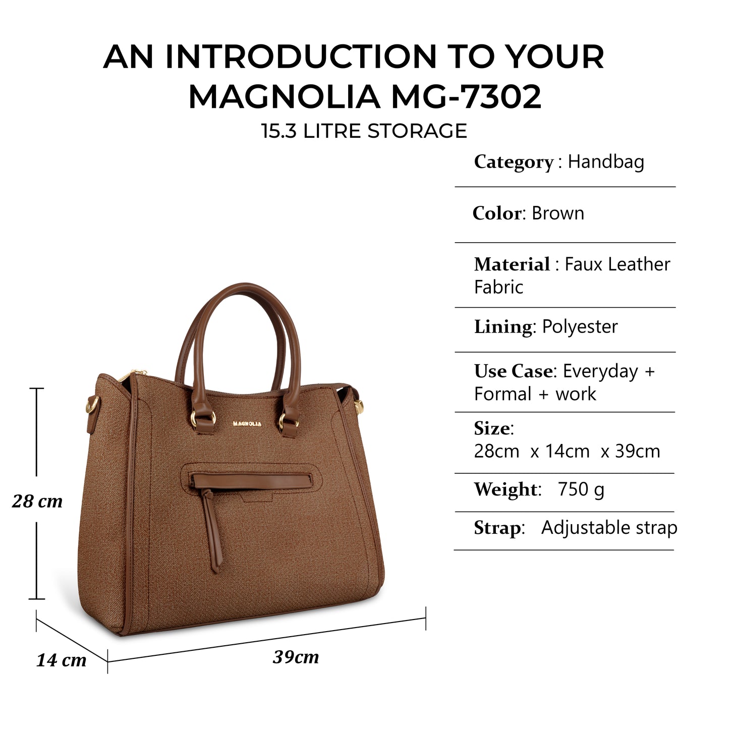 Magnolia Stylish Textured Handbag for Women - Elegant Shoulder Tote with Detachable Strap