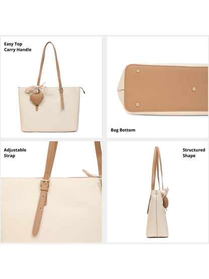 Magnolia White Solid One Size PU Leather Tote