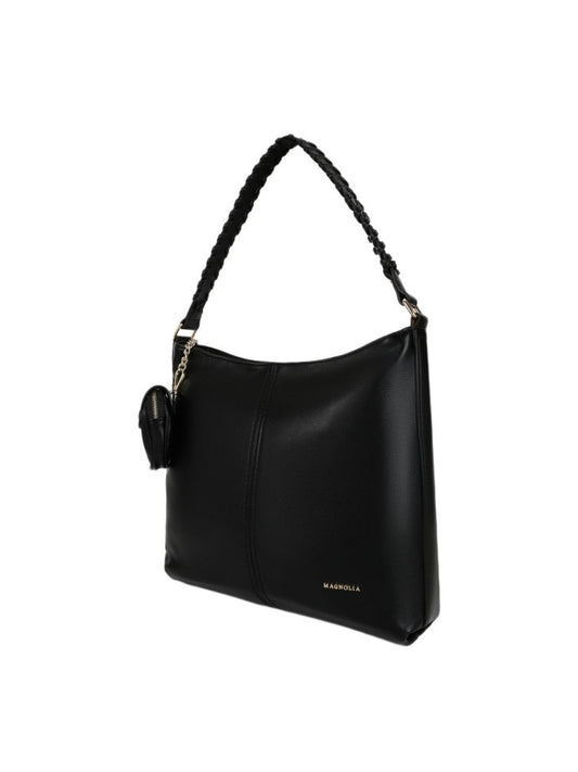 Magnolia PU Leather Women Black Tote Bag