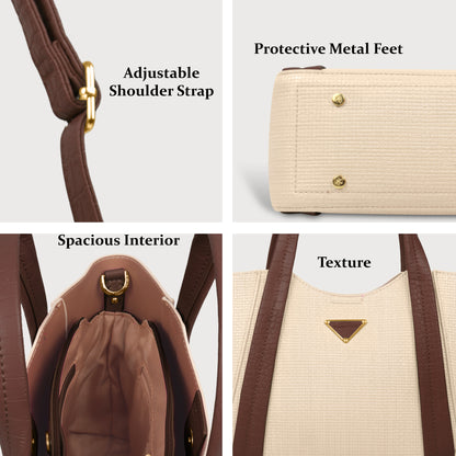 Trendy Leather Tote Bag with Detachable Shoulder Strap & Spacious Interior