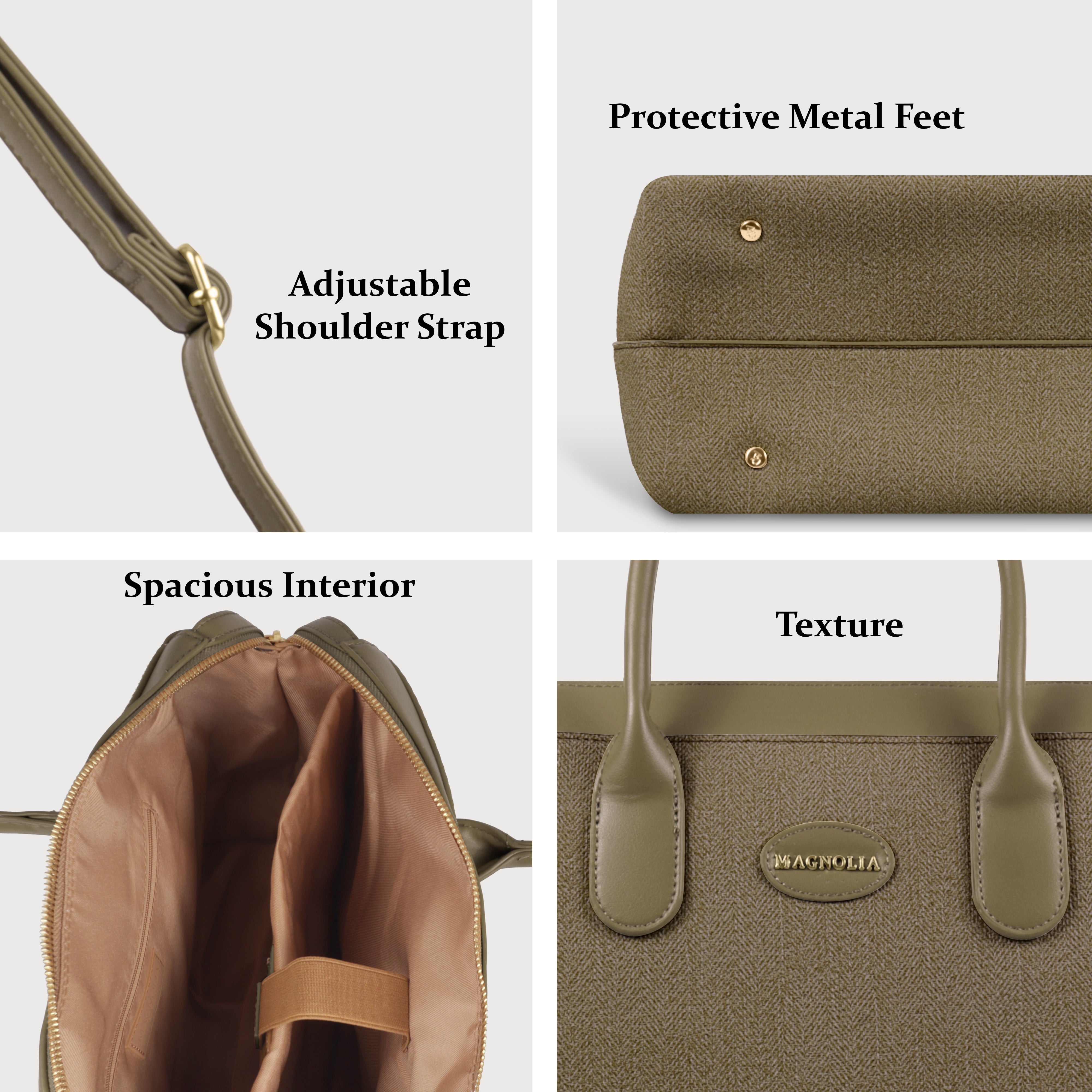 Magnolia Elegant Structured Handbag for Women - Premium Shoulder Tote with Top Handles & Detachable Strap