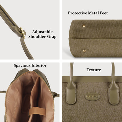 Magnolia Elegant Structured Handbag for Women - Premium Shoulder Tote with Top Handles & Detachable Strap