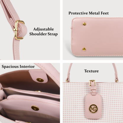 Magnolia Premium Textured Handbag for Women with Detachable Sling Strap