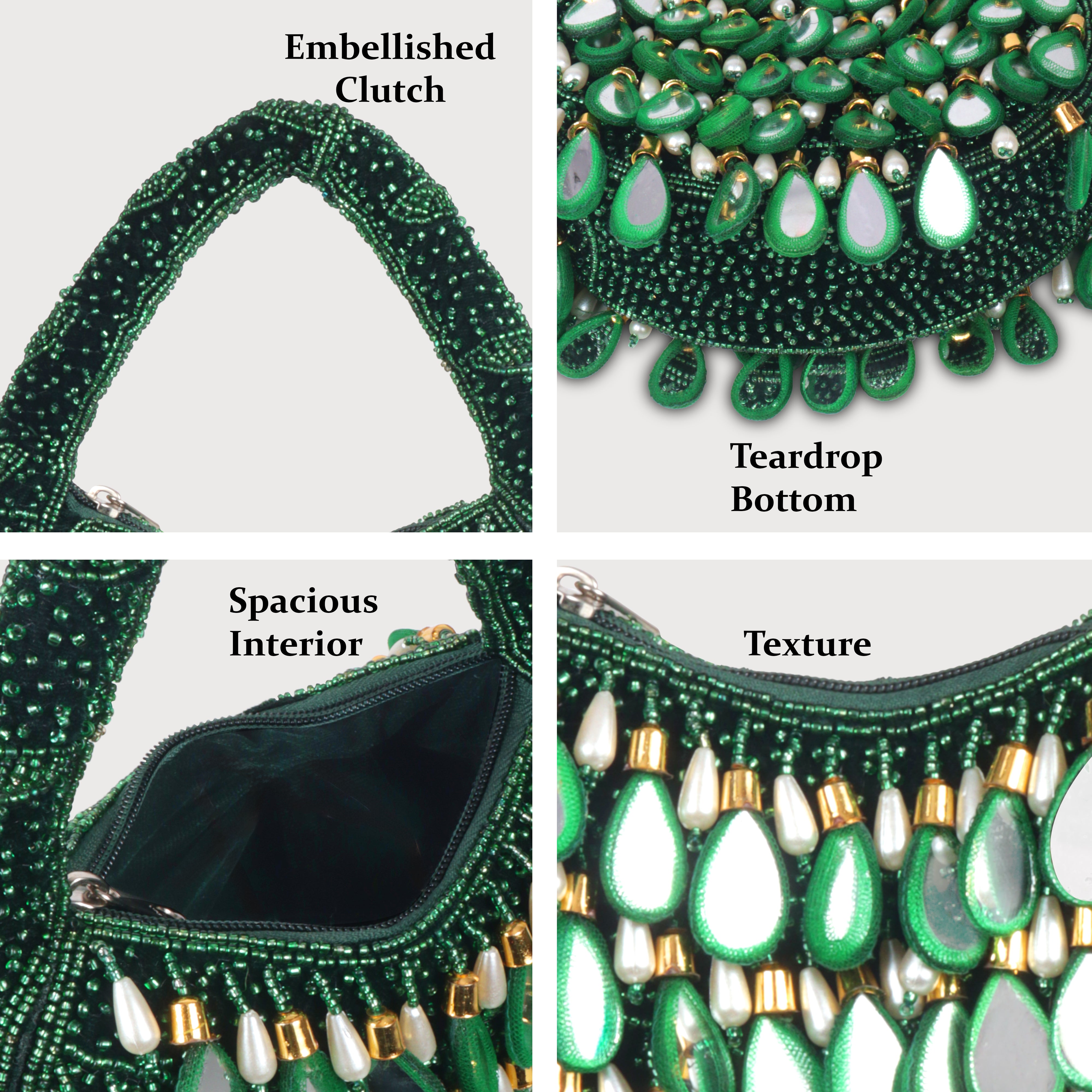 Magnolia Luxe Dark Green Velvet Clutch – Bridal, Festive & Party Wear
