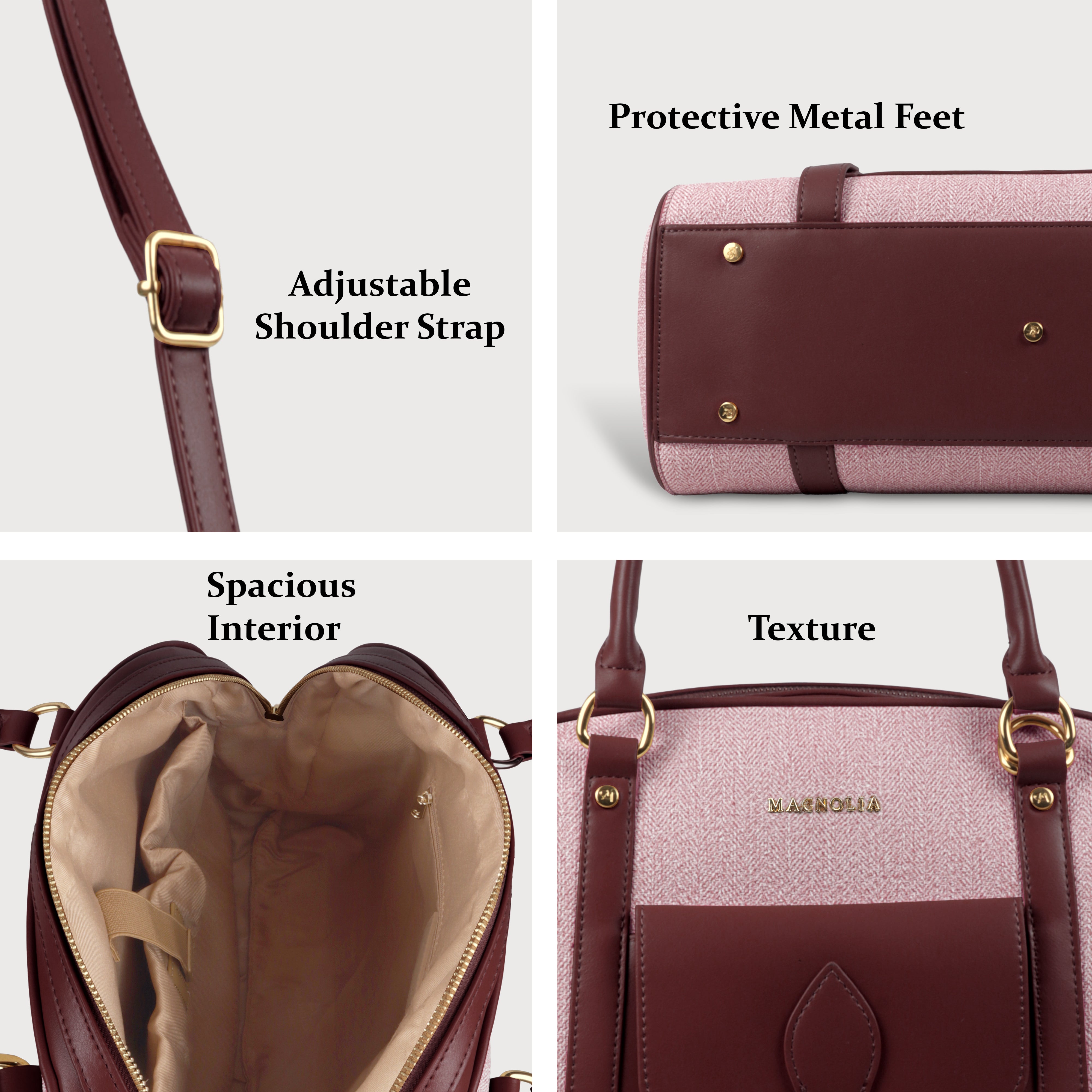 Magnolia Elegant Leatherette Handbag for Women with Detachable Strap