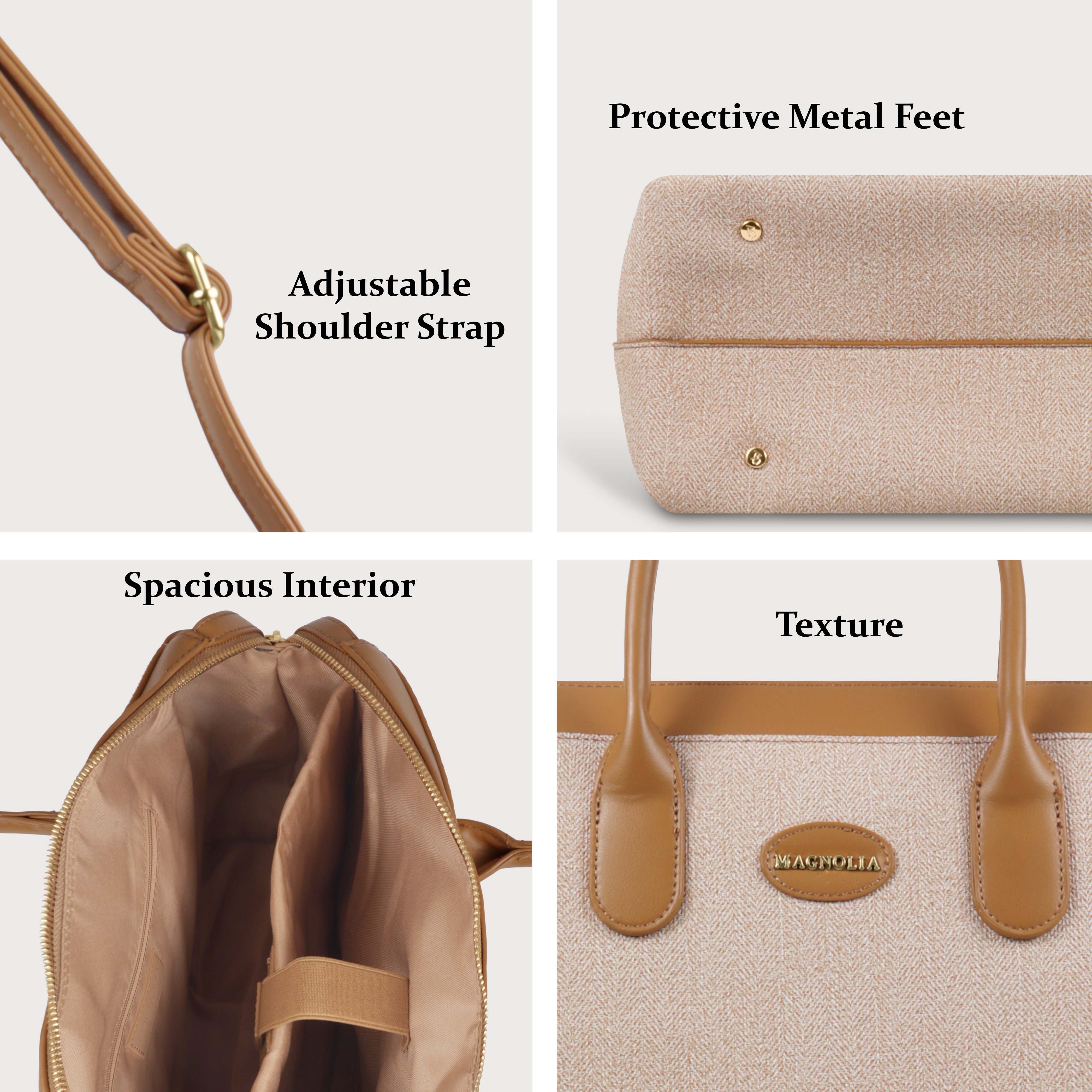 Magnolia Elegant Structured Handbag for Women - Premium Shoulder Tote with Top Handles & Detachable Strap
