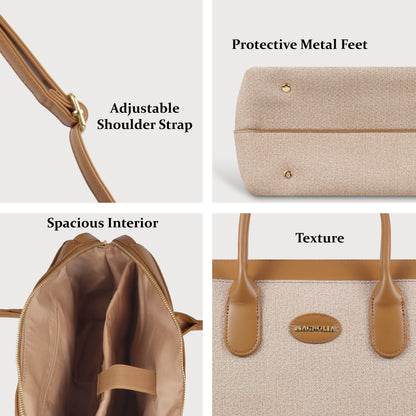 Magnolia Elegant Structured Handbag for Women - Premium Shoulder Tote with Top Handles & Detachable Strap