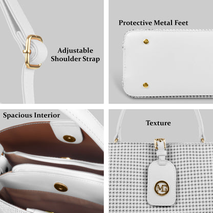 Magnolia Premium Textured Handbag for Women with Detachable Sling Strap