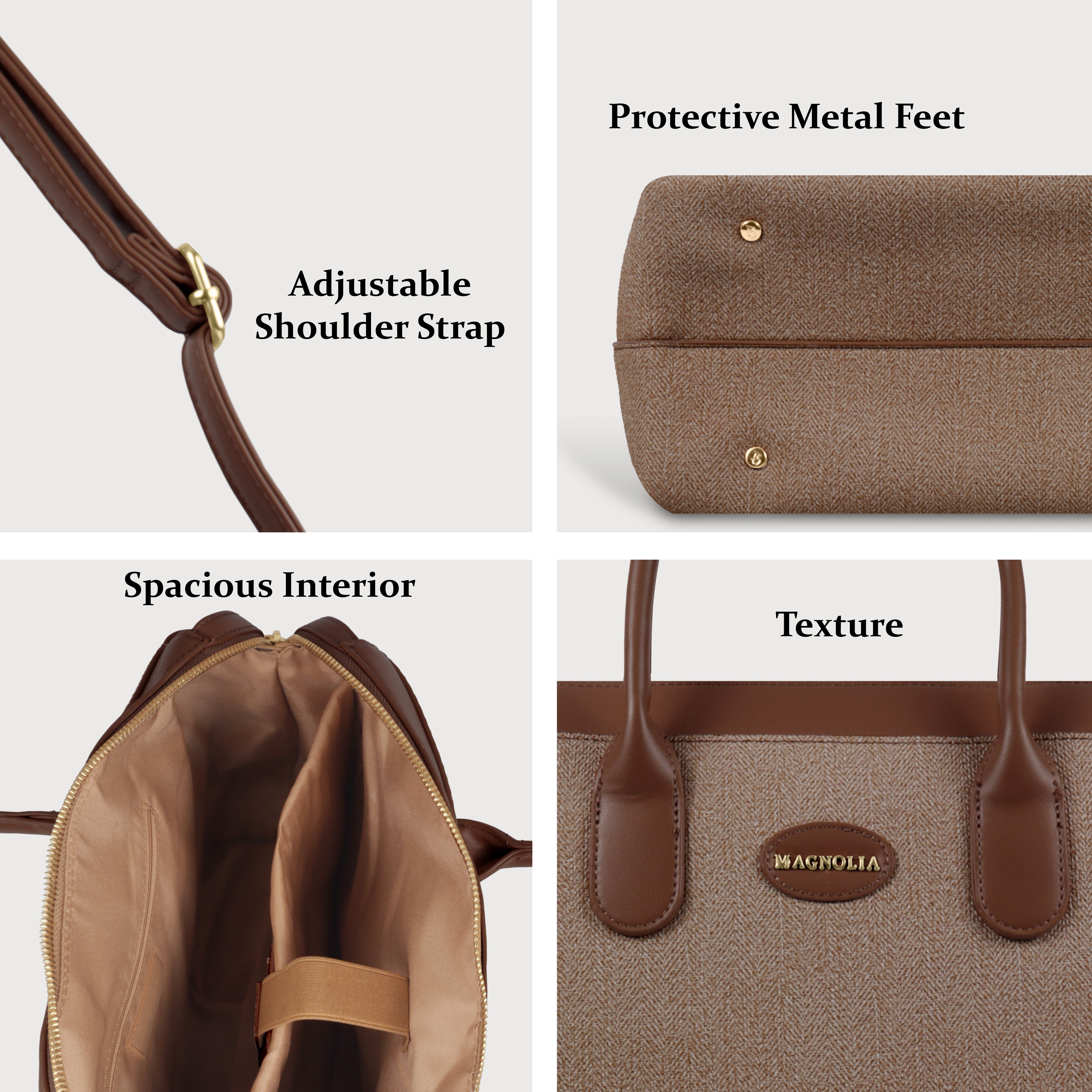 Magnolia Elegant Structured Handbag for Women - Premium Shoulder Tote with Top Handles & Detachable Strap