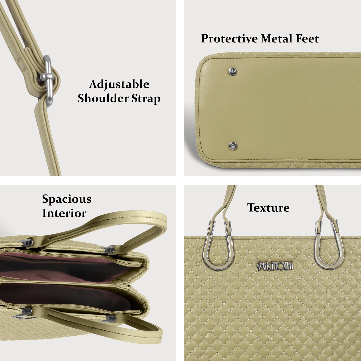 Magnolia Quilted Faux Leather Handbag for Women | 10.5L Elegant Everyday & Office Shoulder Bag