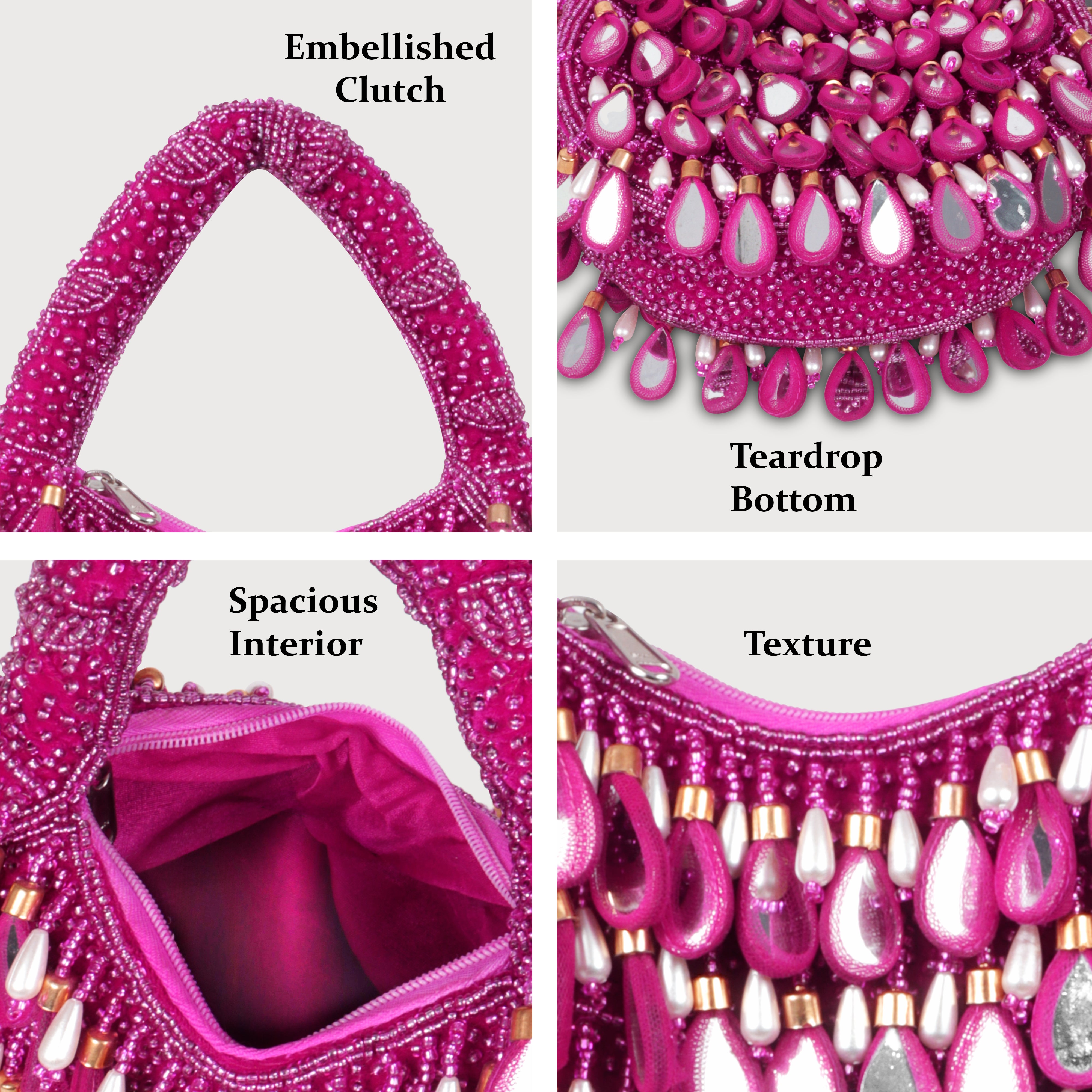 Magnolia-Luxe Rani Pink Velvet Clutch Bag – Bridal & Party Wear Handbag