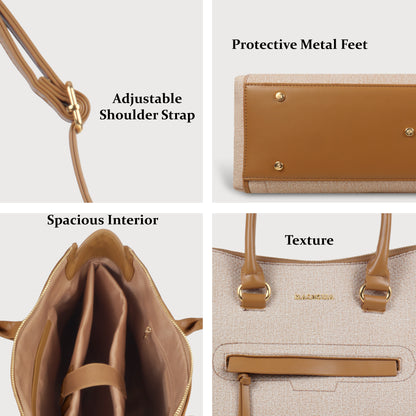 Magnolia Stylish Textured Handbag for Women - Elegant Shoulder Tote with Detachable Strap
