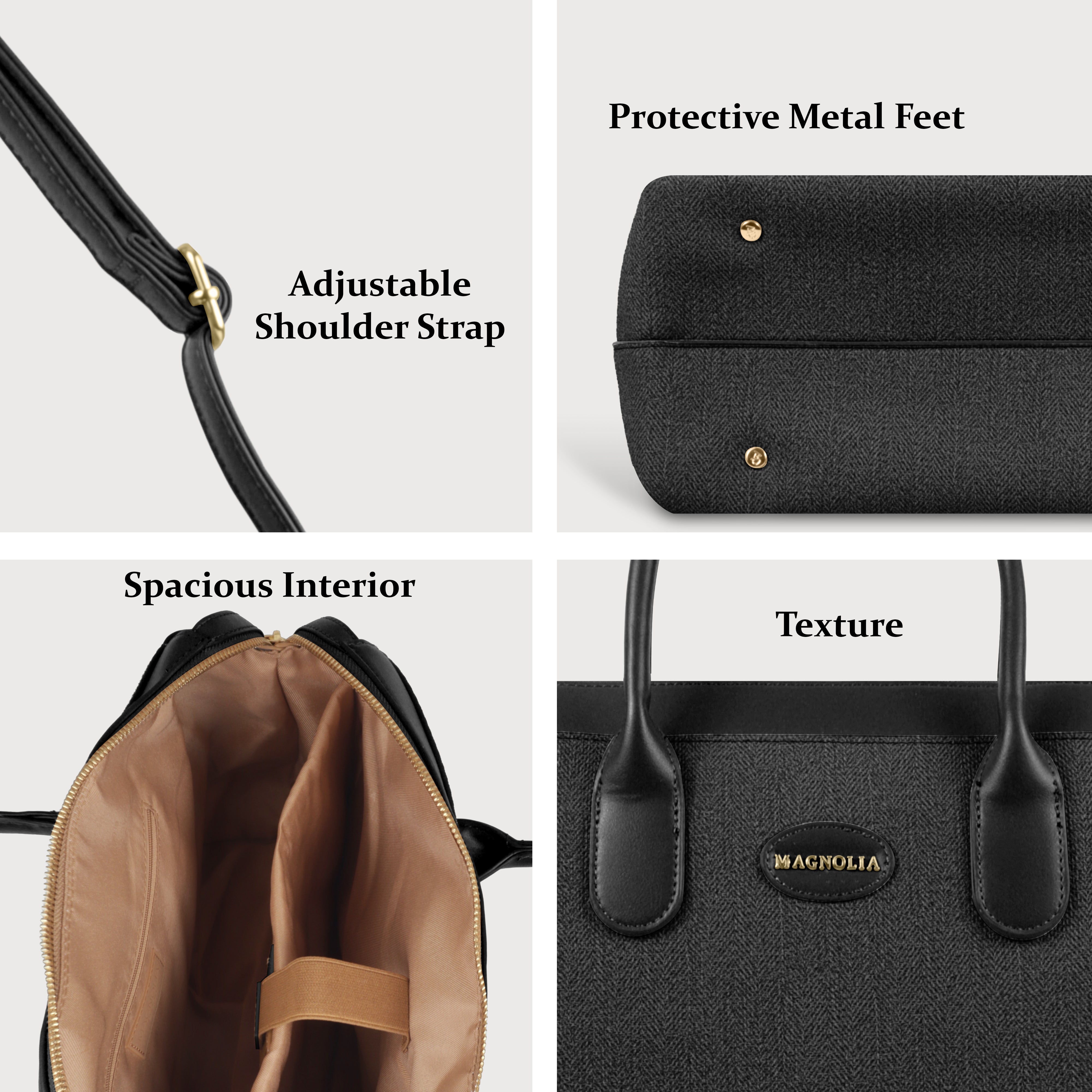 Magnolia Elegant Structured Handbag for Women - Premium Shoulder Tote with Top Handles & Detachable Strap