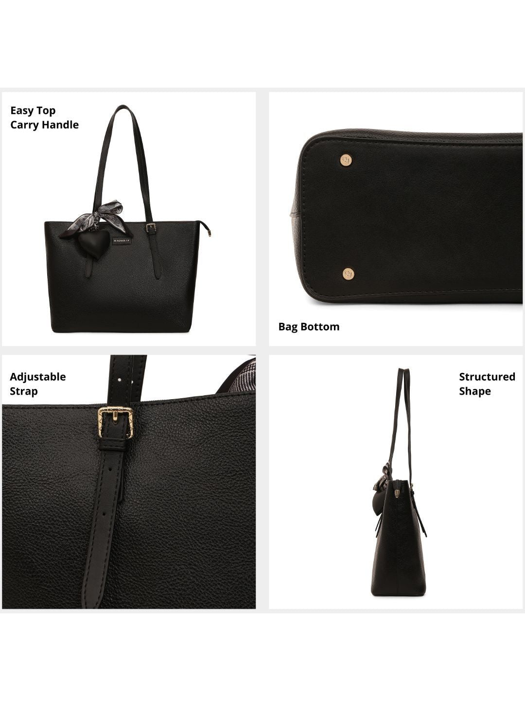Magnolia Black PU Leather Solid One Size Women Tote