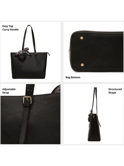 Magnolia Black PU Leather Solid One Size Women Tote