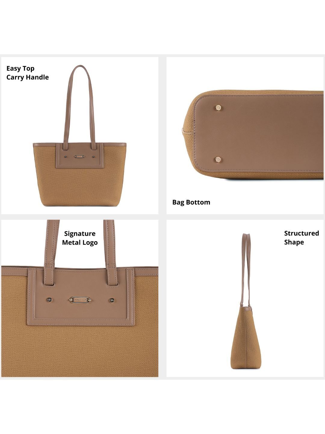 Magnolia Brown PU Leather Textured One Size Women Tote