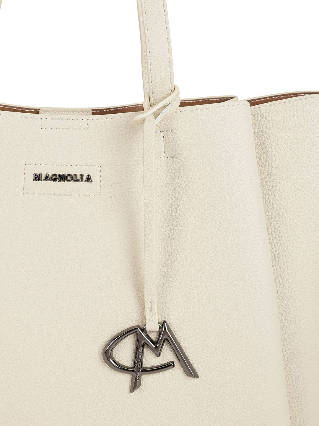 Magnolia PU Leather Women Beige Tote Bag