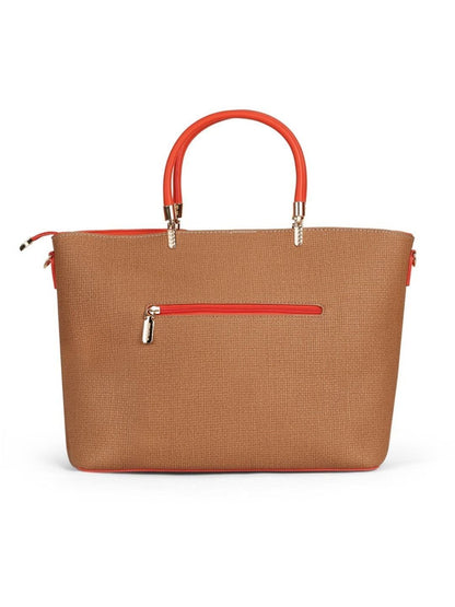 Magnolia PU Leather Women Brown Tote Bag