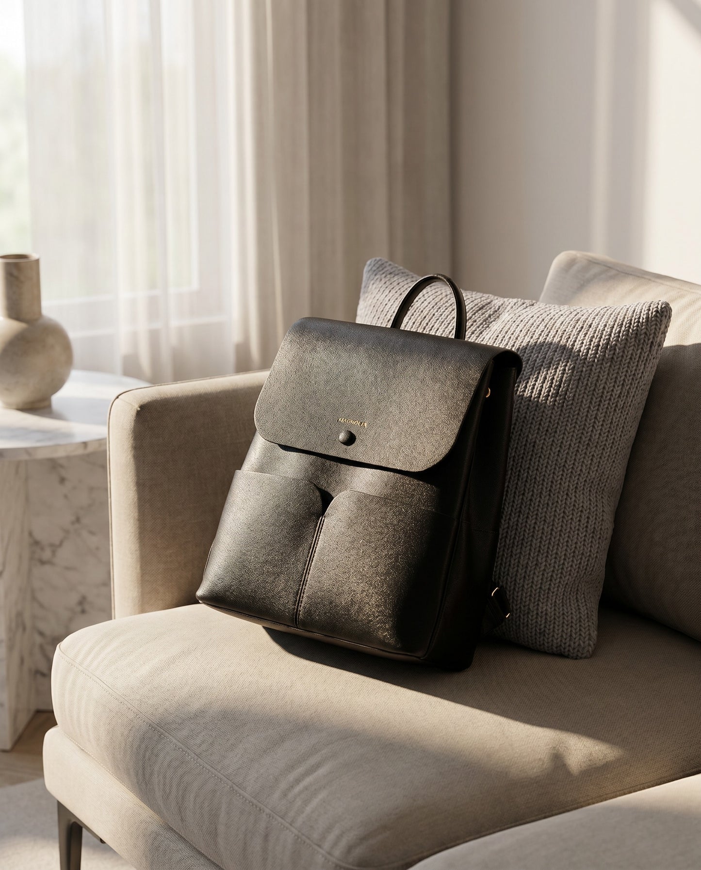 Magnolia Stylish PU Leather Backpack Spacious & Trendy Travel Bag for Women