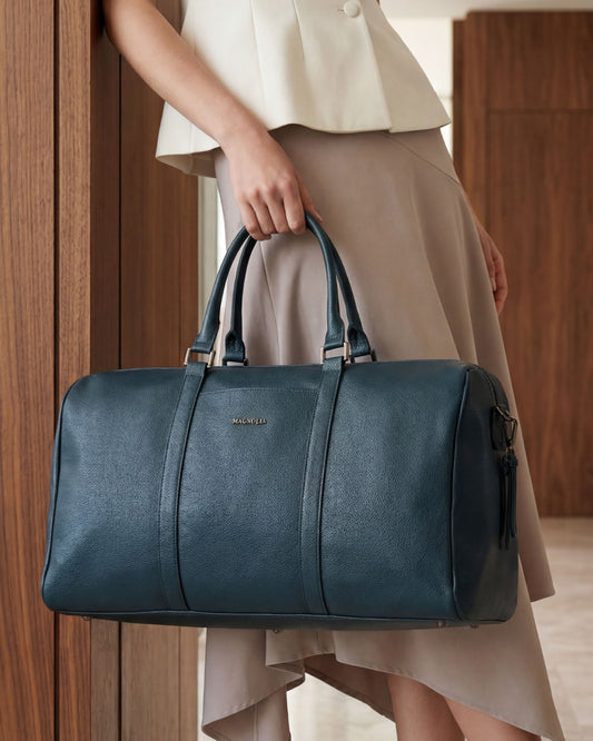 Magnolia PU Leather  Blue Duffle Bag