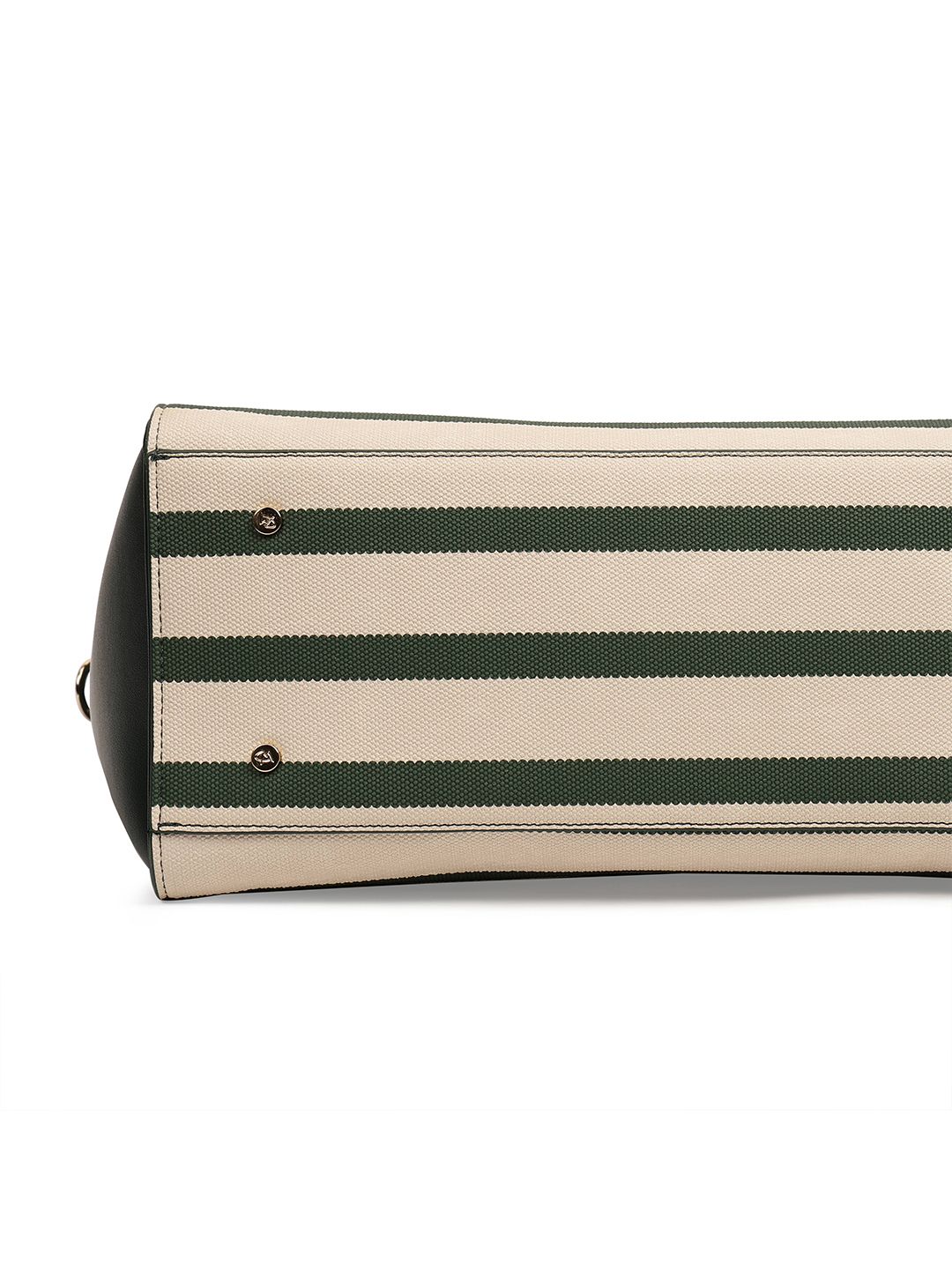 Magnolia PU Leather Women Striped Green Tote Bag