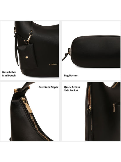 Magnolia Black PU Leather Solid One Size Women Tote